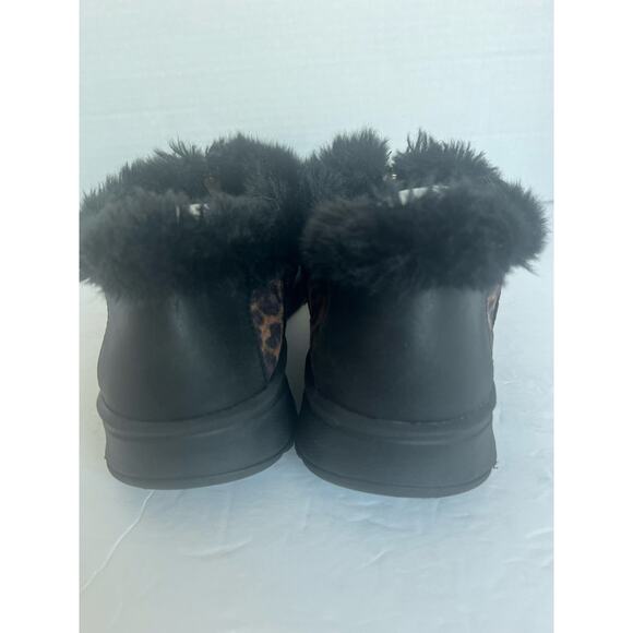 BZees Golden Zip Faux Fur Black/Brown Leopard Print Bootie Comfort Shoes Sz 11M - Picture 6 of 11